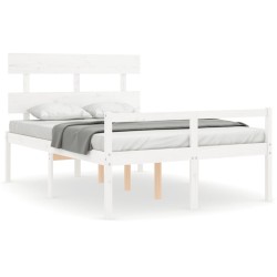 vidaXL Seniorenbett mit Kopfteil Weiß Massivholz