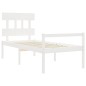 vidaXL Seniorenbett mit Kopfteil 100x200 cm Weiß Massivholz vidaXL Seniorenbett mit Kopfteil 100x200 cm Weiß Massivholz