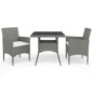 3-tlg. Garten-Essgruppe Grau Poly Rattan und Glas 3-tlg. Garten-Essgruppe Grau Poly Rattan und Glas