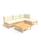 vidaXL 5-tlg. Garten-Lounge-Set mit Creme Kissen Kiefernholz vidaXL 5-tlg. Garten-Lounge-Set mit Creme Kissen Kiefernholz