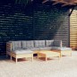 vidaXL 7-tlg. Garten-Lounge-Set mit Grauen Kissen Kiefernholz vidaXL 7-tlg. Garten-Lounge-Set mit Grauen Kissen Kiefernholz