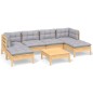vidaXL 7-tlg. Garten-Lounge-Set mit Grauen Kissen Kiefernholz vidaXL 7-tlg. Garten-Lounge-Set mit Grauen Kissen Kiefernholz