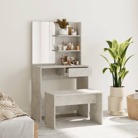 vidaXL Schminktisch-Set Betongrau 74,5x40x141 cm
