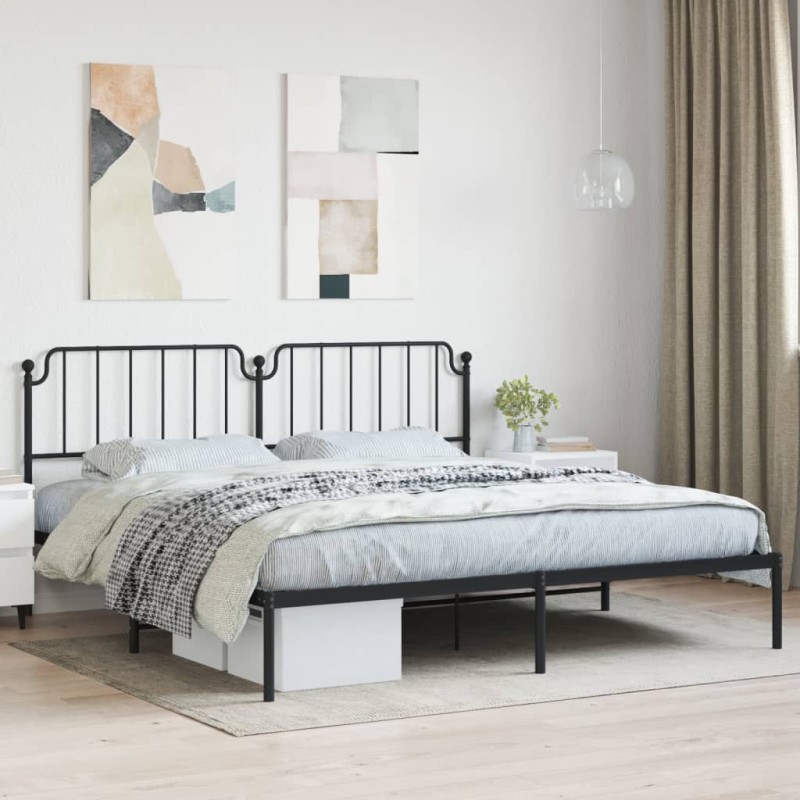 vidaXL Bettgestell mit Kopfteil Metall Schwarz 193x203 cm vidaXL Bettgestell mit Kopfteil Metall Schwarz 193x203 cm