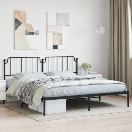 vidaXL Bettgestell mit Kopfteil Metall Schwarz 193x203 cm