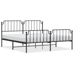 vidaXL Bettgestell mit Kopf- und Fußteil Metall Schwarz 180x200 cm