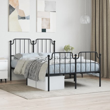 vidaXL Bettgestell mit Kopf- und Fußteil Metall Schwarz 120x190 cm
