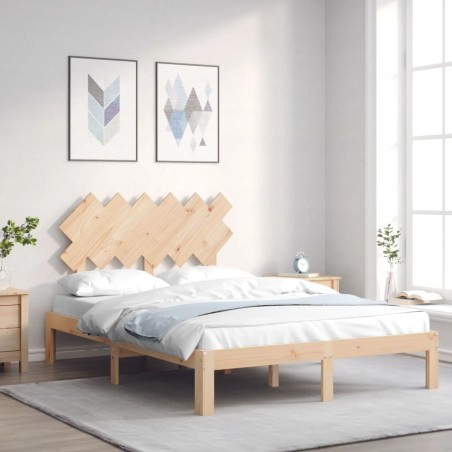 vidaXL Massivholzbett mit Kopfteil 120x200 cm