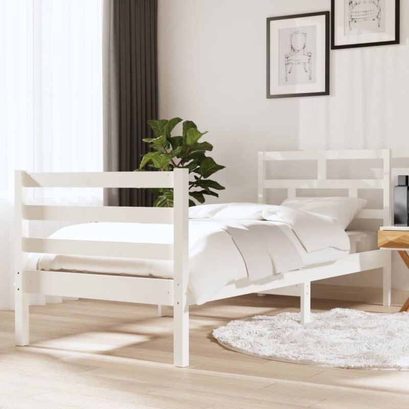 vidaXL Massivholzbett Weiß 75x190 cm vidaXL Massivholzbett Weiß 75x190 cm