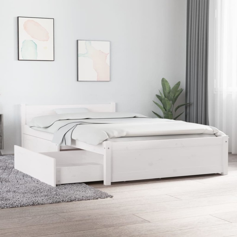 vidaXL Bett mit Schubladen Weiß 100x200 cm vidaXL Bett mit Schubladen Weiß 100x200 cm