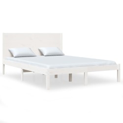 vidaXL Massivholzbett Weiß 135x190 cm