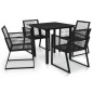 vidaXL 5-tlg. Garten-Essgruppe PVC Rattan Schwarz vidaXL 5-tlg. Garten-Essgruppe PVC Rattan Schwarz