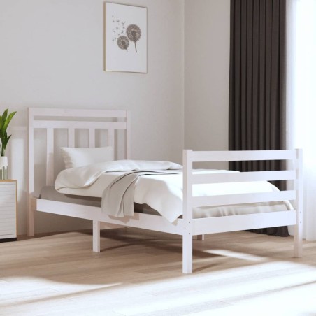 vidaXL Massivholzbett Weiß 75x190 cm