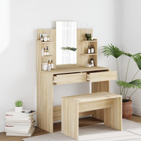 vidaXL Schminktisch-Set Sonoma 96x40x142 cm