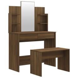 vidaXL Schminktisch-Set Braun Eichen-Optik 96x40x142 cm