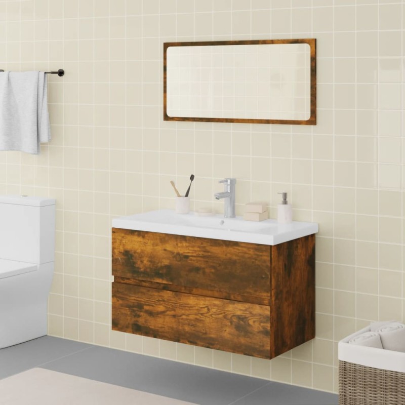 vidaXL Badmöbel-Set Räuchereiche Holzwerkstoff vidaXL Badmöbel-Set Räuchereiche Holzwerkstoff