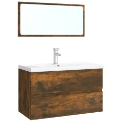 vidaXL Badmöbel-Set Räuchereiche Holzwerkstoff