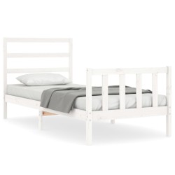 vidaXL Massivholzbett mit Kopfteil Weiß 100x200 cm