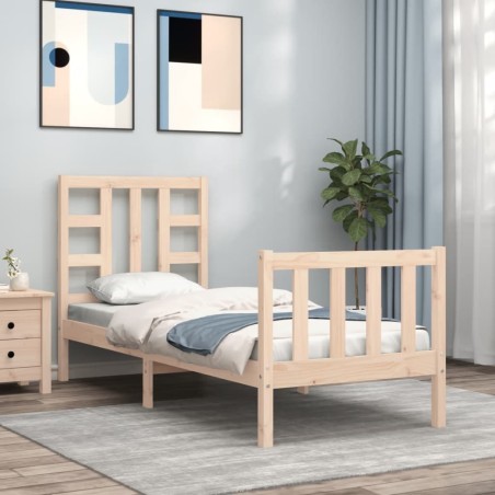 vidaXL Massivholzbett mit Kopfteil
