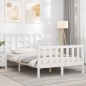 vidaXL Massivholzbett mit Kopfteil Weiß 120x200 cm vidaXL Massivholzbett mit Kopfteil Weiß 120x200 cm