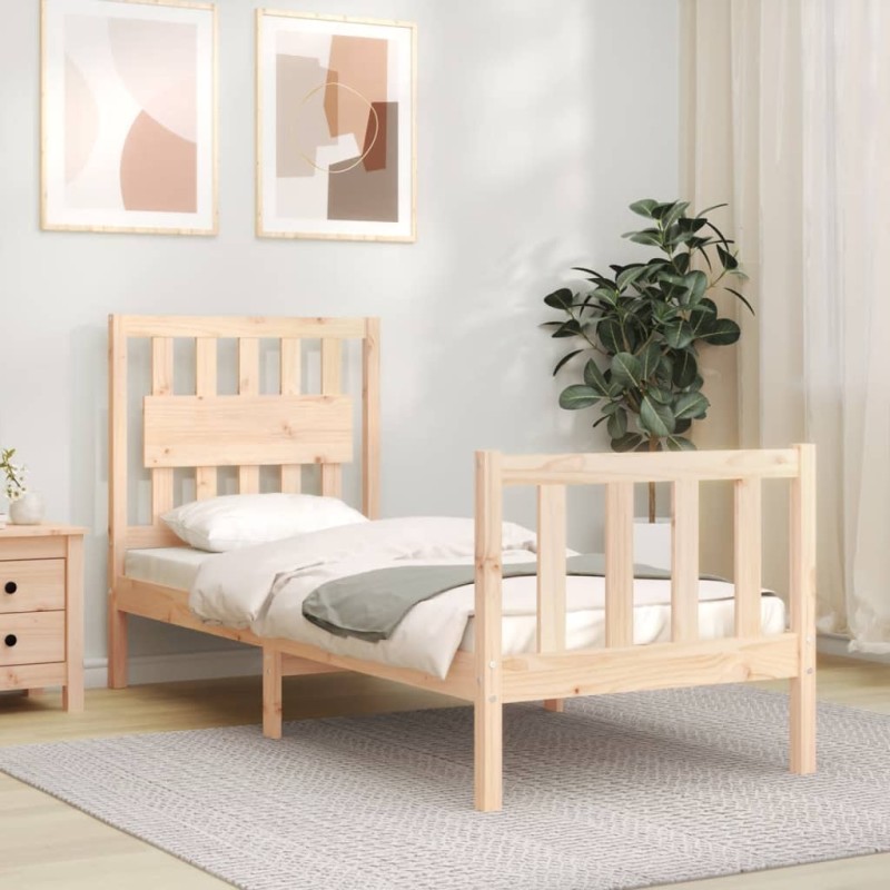 vidaXL Massivholzbett mit Kopfteil vidaXL Massivholzbett mit Kopfteil