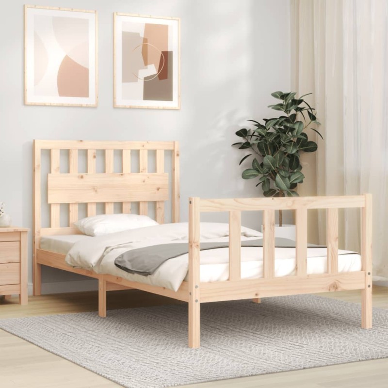 vidaXL Massivholzbett mit Kopfteil 100x200 cm vidaXL Massivholzbett mit Kopfteil 100x200 cm