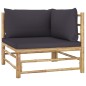 12-tlg. Garten-Lounge-Set mit Dunkelgrauen Kissen Bambus 12-tlg. Garten-Lounge-Set mit Dunkelgrauen Kissen Bambus