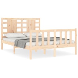 vidaXL Massivholzbett mit Kopfteil 140x200 cm