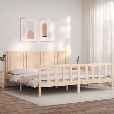 vidaXL Massivholzbett mit Kopfteil 200x200 cm