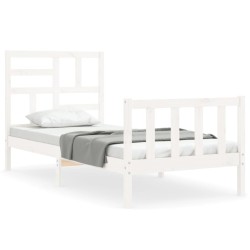 vidaXL Massivholzbett mit Kopfteil Weiß 100x200 cm