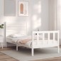 vidaXL Massivholzbett mit Kopfteil Weiß 100x200 cm vidaXL Massivholzbett mit Kopfteil Weiß 100x200 cm