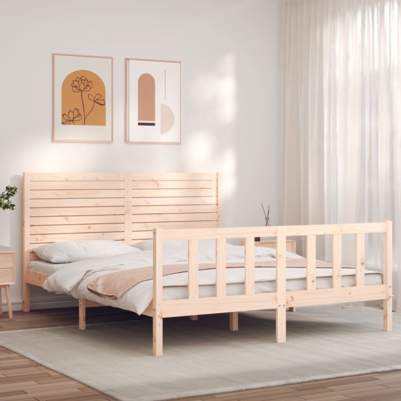 vidaXL Massivholzbett mit Kopfteil vidaXL Massivholzbett mit Kopfteil