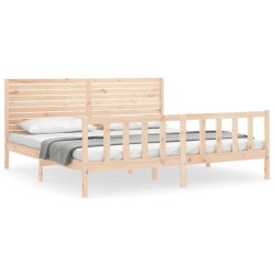 vidaXL Massivholzbett mit Kopfteil 200x200 cm