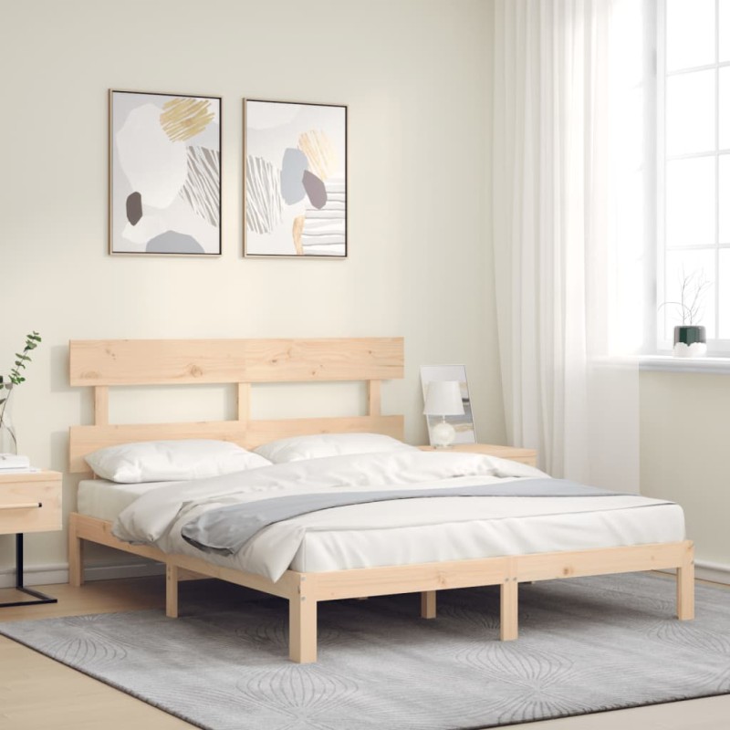 vidaXL Massivholzbett mit Kopfteil vidaXL Massivholzbett mit Kopfteil