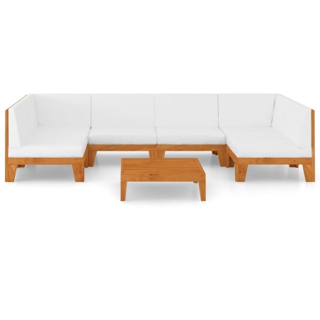 7-tlg. Garten-Lounge-Set mit Kissen Massivholz Akazie