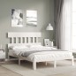 vidaXL Massivholzbett mit Kopfteil Weiß 140x200 cm vidaXL Massivholzbett mit Kopfteil Weiß 140x200 cm