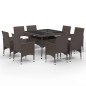9-tlg. Garten-Essgruppe Poly Rattan und Glas Braun 9-tlg. Garten-Essgruppe Poly Rattan und Glas Braun