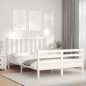 vidaXL Massivholzbett mit Kopfteil Weiß vidaXL Massivholzbett mit Kopfteil Weiß