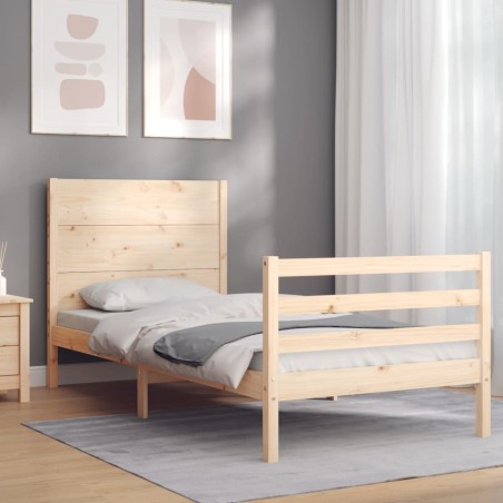 vidaXL Massivholzbett mit Kopfteil