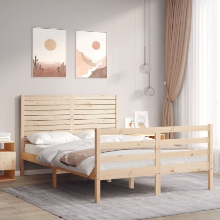 vidaXL Massivholzbett mit Kopfteil 140x190 cm