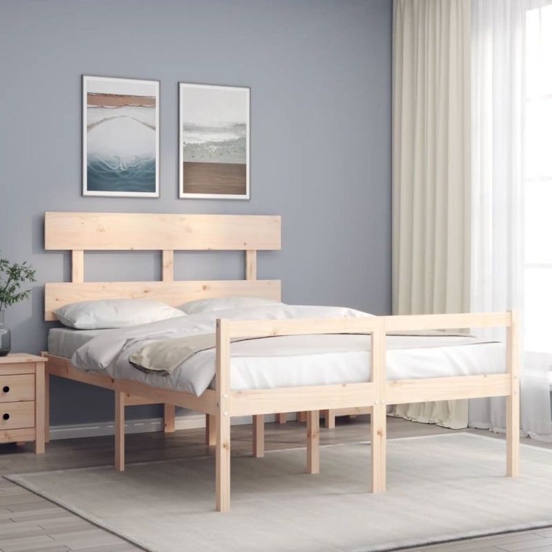 vidaXL Massivholzbett mit Kopfteil vidaXL Massivholzbett mit Kopfteil