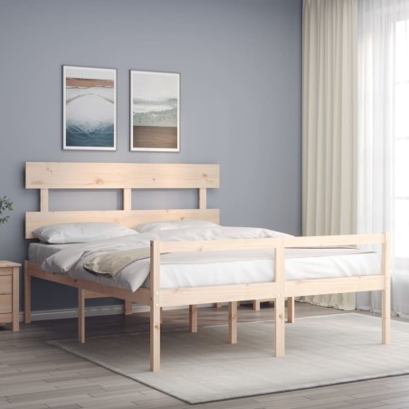 vidaXL Massivholzbett mit Kopfteil 160x200 cm