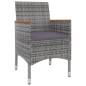 vidaXL 7-tlg. Garten-Essgruppe mit Auflagen Poly Rattan und Glas