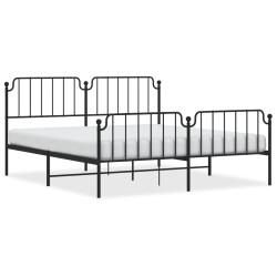 vidaXL Bettgestell mit Kopf- und Fußteil Metall Schwarz 160x200 cm