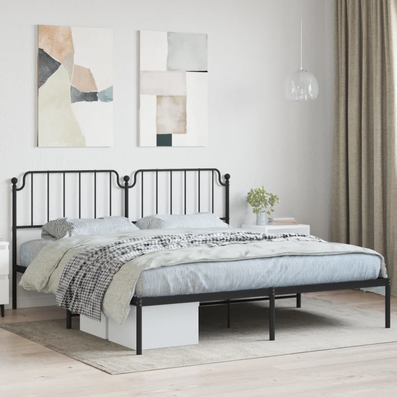 vidaXL Bettgestell mit Kopfteil Metall Schwarz 160x200 cm vidaXL Bettgestell mit Kopfteil Metall Schwarz 160x200 cm