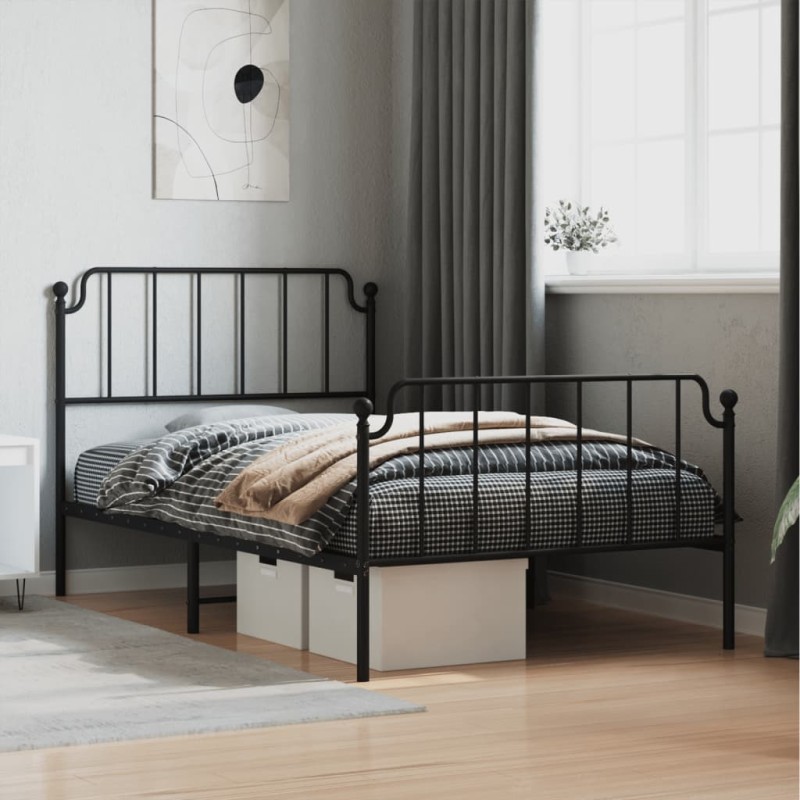 vidaXL Bettgestell mit Kopf- und Fußteil Metall Schwarz 107x203 cm vidaXL Bettgestell mit Kopf- und Fußteil Metall Schwarz 107x203 cm
