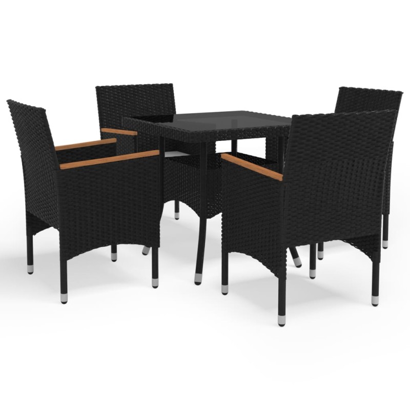 vidaXL 5-tlg. Garten-Essgruppe Schwarz Poly Rattan und Akazienholz vidaXL 5-tlg. Garten-Essgruppe Schwarz Poly Rattan und Akazienholz