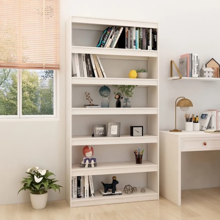 vidaXL Bücherregal/Raumteiler Weiß 100x30x200 cm Kiefer Massivholz