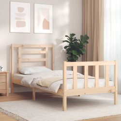 vidaXL Massivholzbett mit Kopfteil 90x200 cm