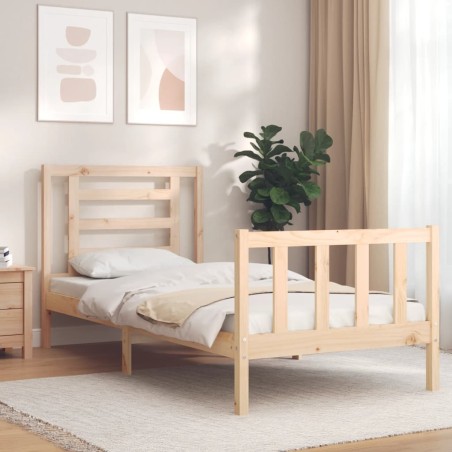 vidaXL Massivholzbett mit Kopfteil 90x200 cm